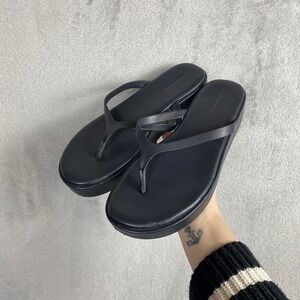 American Eagle Womens Black Platform Flip Flop Sandals 8 Chunky Y2K 90s Style